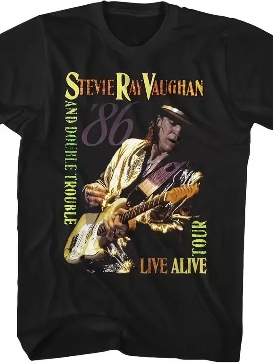 Music by Stevie Ray Vaughan Live Performance Tour Black Adult T-Shirt 189 - Picture 1 of 5